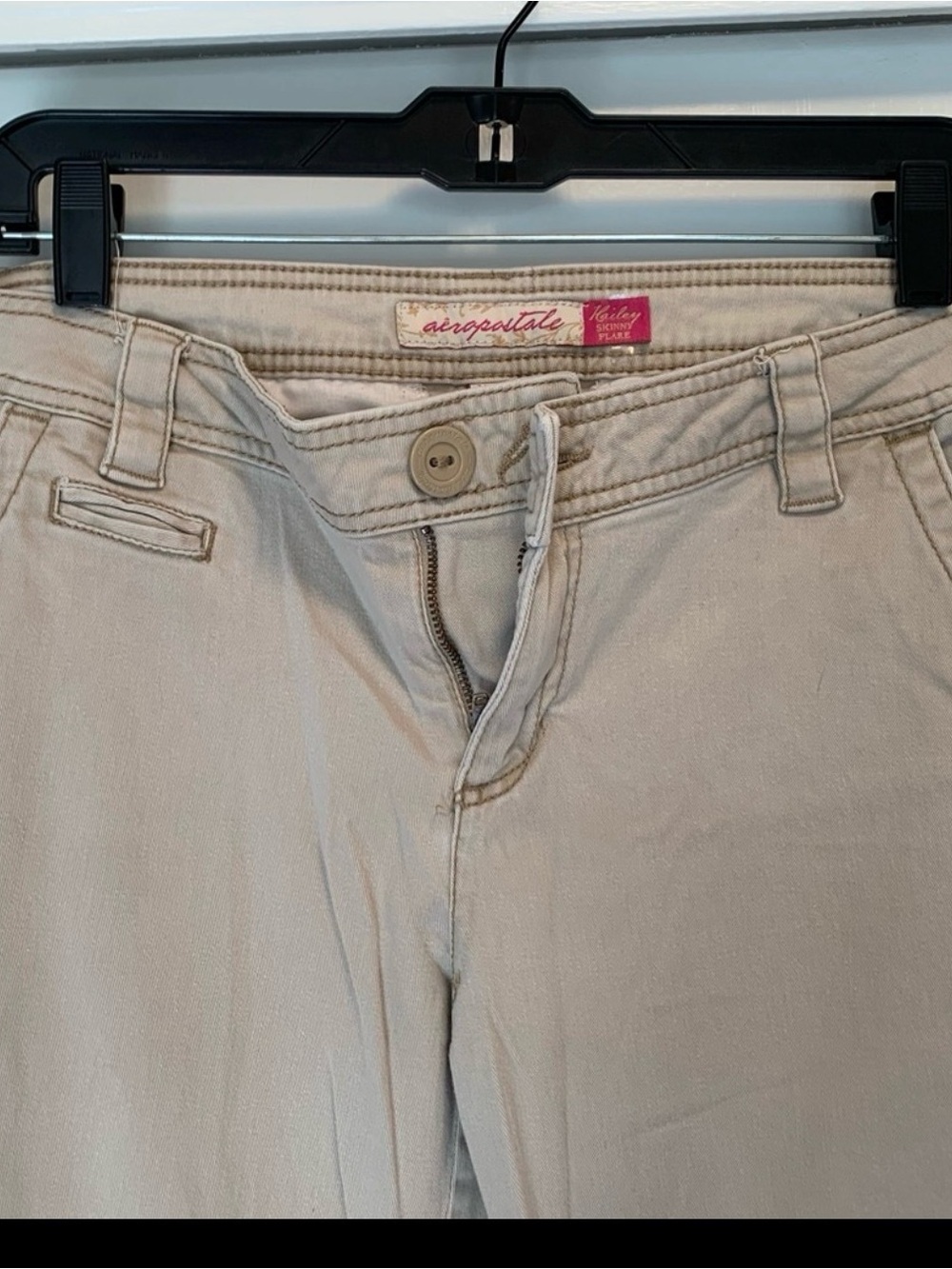 Aeropostale Kailey Skinny Flare Women's Jeans in Light Khaki - Picture 6 of 6